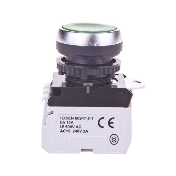 Przycisk sterowniczy 22mm zielony 1Z 1R z samopowrotem z podświetleniem    023759
