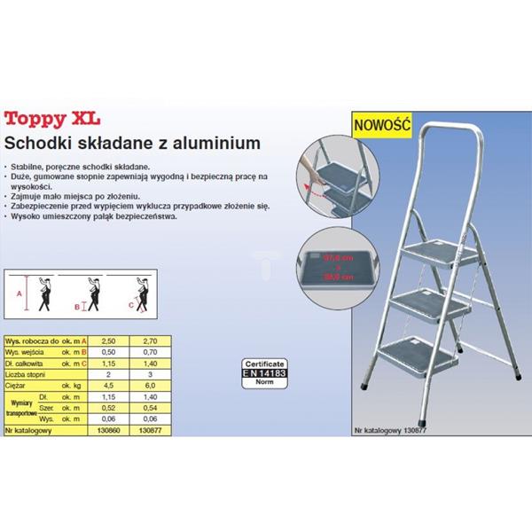 Schodki składane z aluminium 3 stopnie 'TOPPY XL 130877