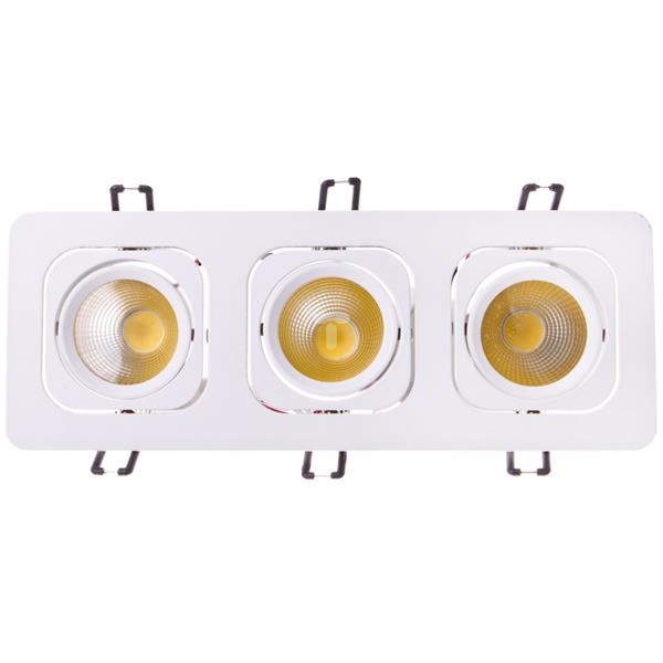 Oprawa downlight LED 3x7W COB Sun Electro ciepła biała w obudowie kwadratowej białej SE-DOWNLIGHT-2-COB-21W-KW3