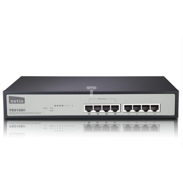 Switch 4xPOE 19cali 8-portów 10/100Mb (4 porty POE, 15,4W/port, MAX 62W) PE6108H NETIS