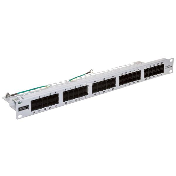 Patch panel telefoniczny ISDN 19cali 50xRJ45 U/UTP kat.3 1U szary DN-91350-1