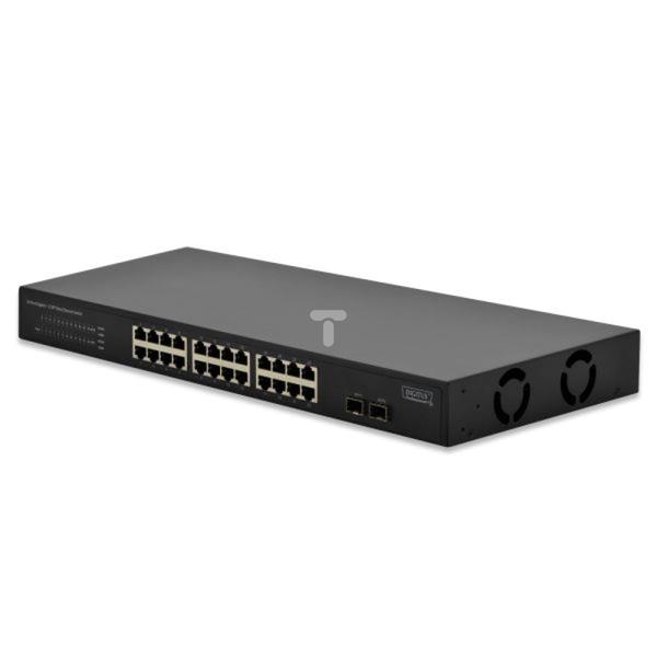 Switch Ethernet 24xGbE desktop rack 19cali czarny DN-80110