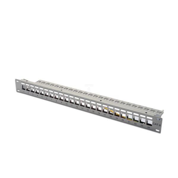 Patch panel pusty 19 cali 24x keys 1U szary (RAL 7035) DN-91410