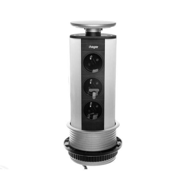 Moduł zasialjący stołowy zabudowany 3 gniazda z/u 16A IP20 aluminium G7343LAN