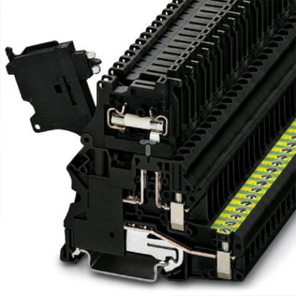 Złączka szynowa z bezpiecznikiem 5x20 2-przewodowa 4mm2 czarna LED 24V AC/DC UT 4-PE/HESI LED 24 (5X20) 3070053