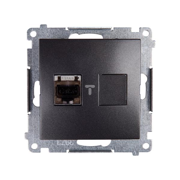 Simon 54 Gniazdo komputerowe pojedyncze RJ45 kat.6 ekranowane z przesłoną antracyt D61E.01/48 WMDK-0630xx-048