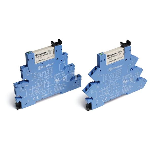Przekaźnikowy moduł sprzęgający 6,2mm, 1P 6A 12V AC/DC, styki AgSnO2, zaciski śrubowe, szyna DIN 38.51.0.012.4060