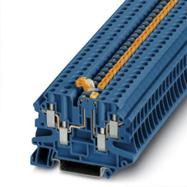 Złączka przelotowa 4-przewodowa z odłącznikiem nożowym 4mm2 niebieska UT 4-QUATTRO-MT 3073050