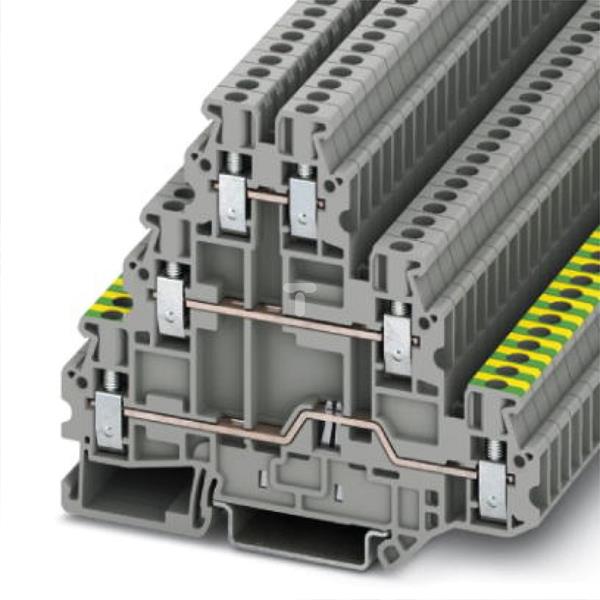 Złączka szynowa ochronna 3-piętrowa 2,5mm2 szara UT 2,5-PE/L/L 3214301