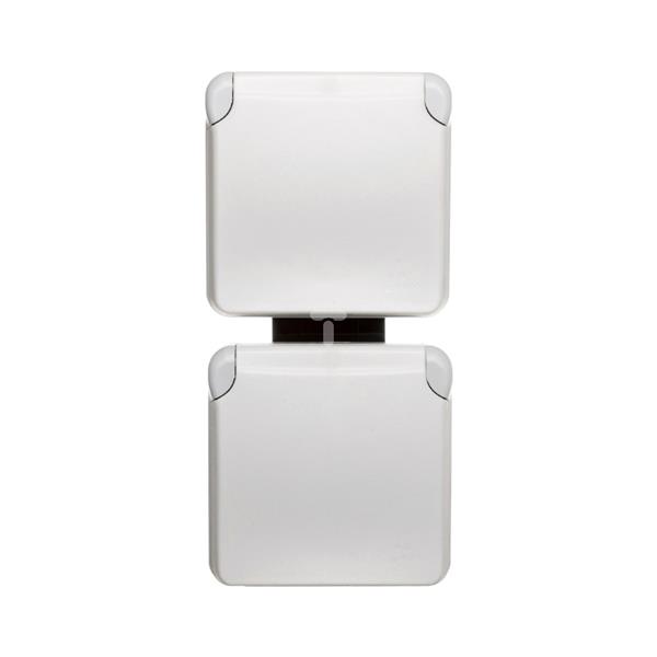 PLEXO55 Gniazdo podwójne pionowe z/u białe/ecru 069643