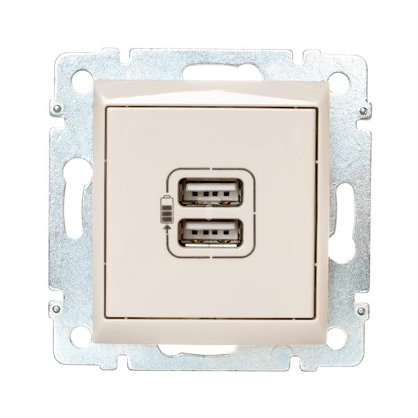 VALENA Gniazdo zasilające 2xUSB 5V 1500mA kremowe 774170