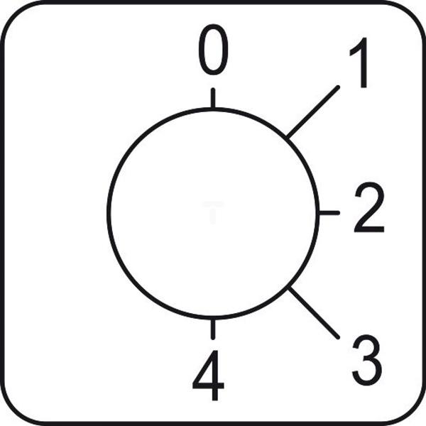 Etykieta łącznika krzywkowego 0 do 4, 45x45mm KZ18044