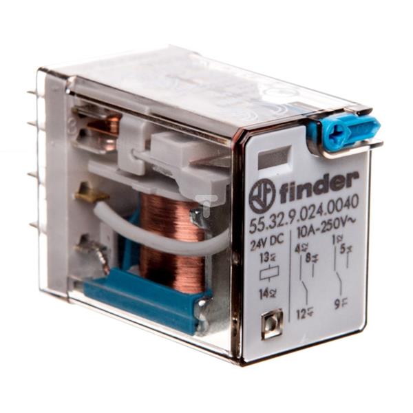 Przekaźnik miniaturowy 2P 10A 24V DC przycisk testujący mechaniczny wskaźnik zadziałania 55.32.9.024.0040