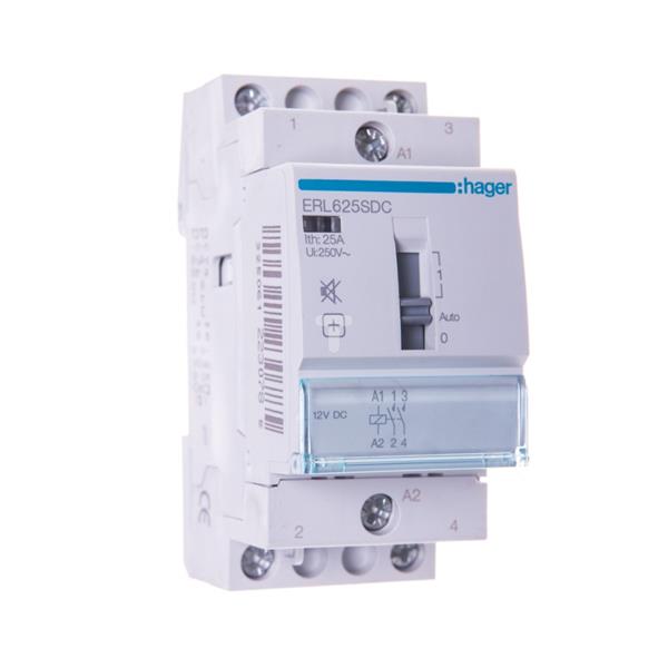 Stycznik modułowy cichy ze sterowaniem ręcznym 25A 2Z 12V DC ERL625SDC