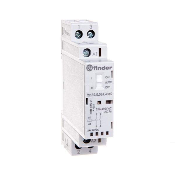 Stycznik modułowy 2Z 25A 230V AC/DC funkcja Auto-On-Off wskaźnik zadziałaniua + LED 17,5mm 22.32.0.024.4340