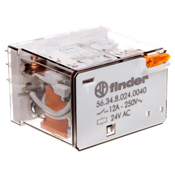 Przekaźnik 4P 12A 24V AC przycisk testujący, mechaniczny wskaźnik zadziałania 56.34.8.024.0040