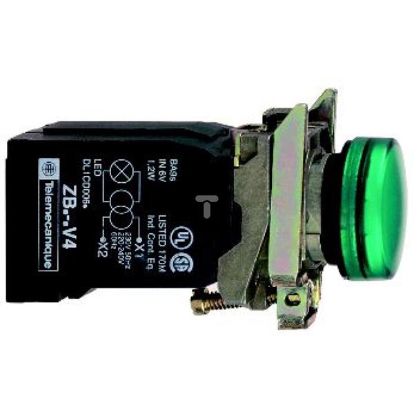 Wskaźnik św. ziel. O22 zwykła soczewka z żarówką BA9s 220...240V XB4BV43