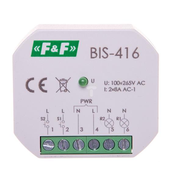 Przekaźnik impulsowy dwukanałowy 8A 2Z 230V AC BIS-416