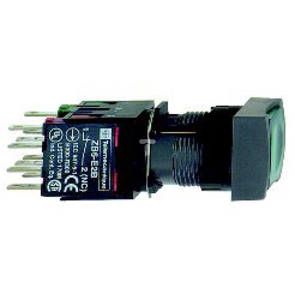 Przycisk kompletny ziel. podśw. O 16, kryty z sam. powr., 24 V, 1 NO+1 NC XB6CW3B5B