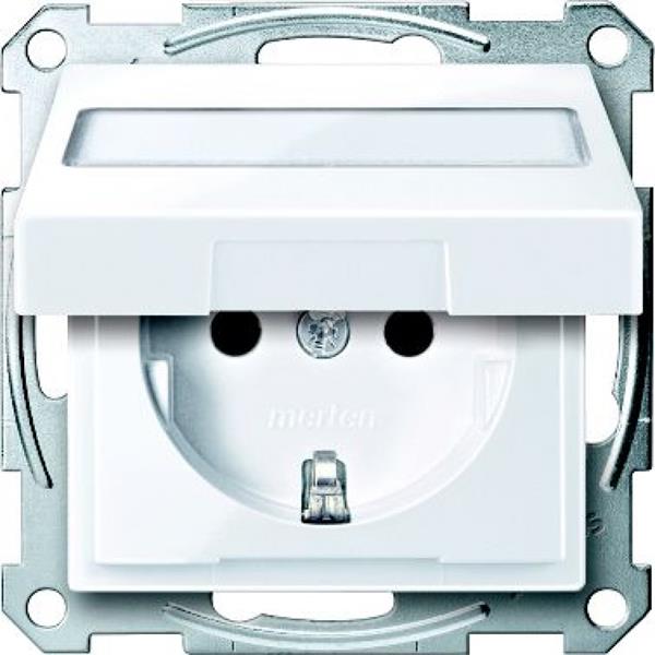 Gniazdo wtykowe SCHUKO z klapką, p.opis. przesł., b.śrub., B.A, P, Sys M MTN2312-0325