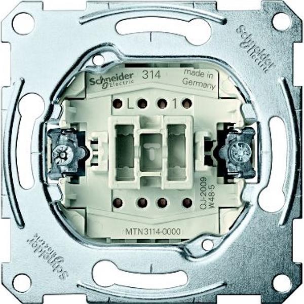 Mechanizm łącznika pojedynczego 1-bieg., p/t, 10AX, AC 250 V, b.śrub. MTN3114-0000