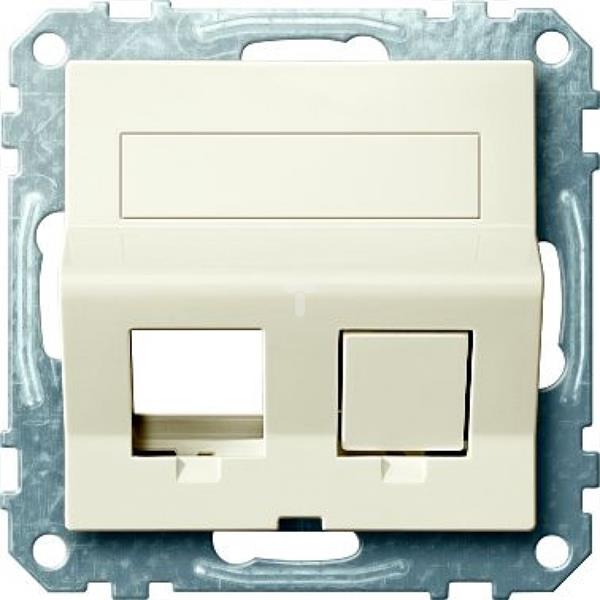 Nachylone wyjście podwójne p.opis. i osłoną p/kurz. do gniazda RJ45, B, P, Sys M MTN4568-0344