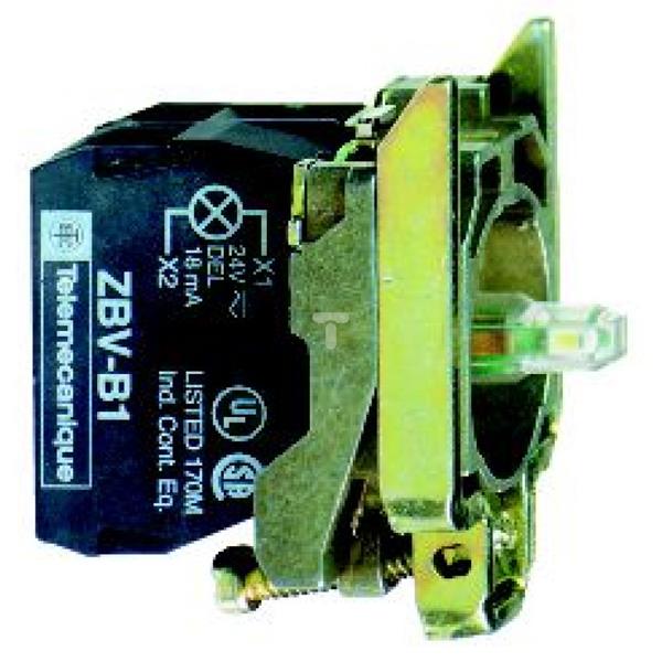 Zestaw świetlny zielony z korpusem/kołn. mocującym zinteg. LED 110...120V 2NO ZB4BW0G33