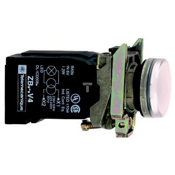 Wskaźnik świetlny biały O22 zwykła soczewka z żarówką BA9s 110...120V XB4BV31