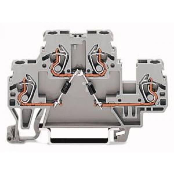 Dwupiętrowa złączka diodowa 2,5mm2 szara 870-541/281-489