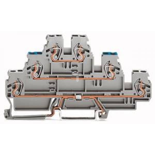 Złączka trzypiętrowa ekranowana / L / L 2,5mm2 szara 870-559