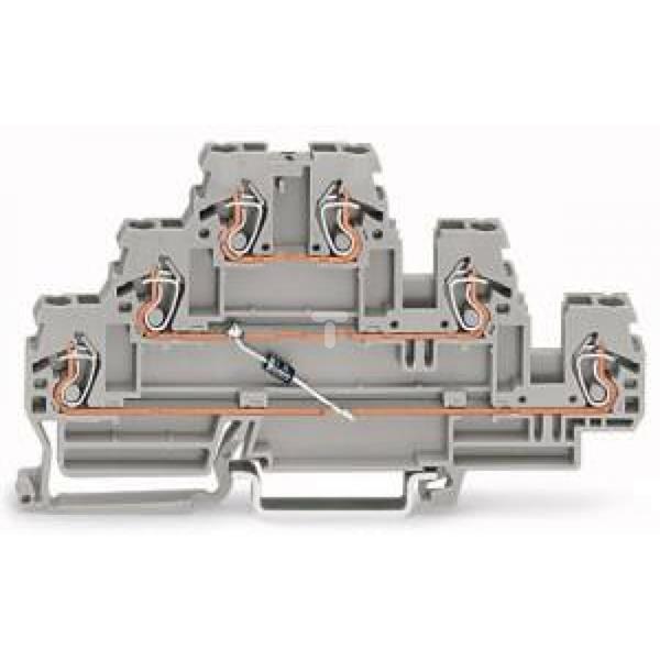 Złączka trzypiętrowa diodowa 2,5mm2 szara 870-590/281-675
