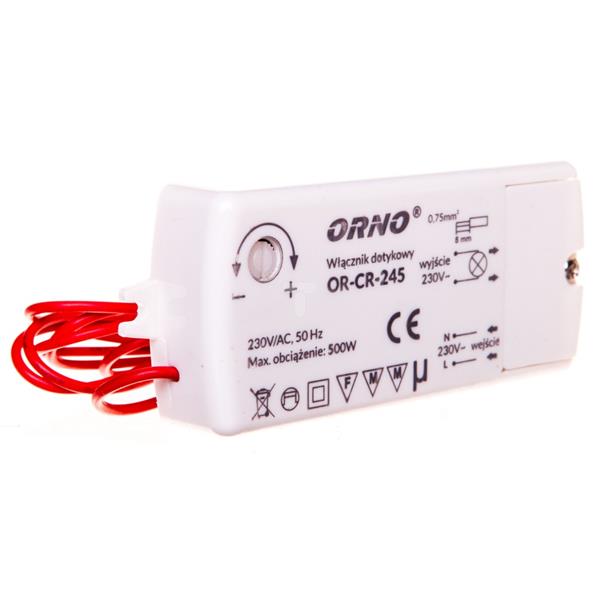 Włącznik dotykowy 500W 230V IP20 biały OR-CR-245