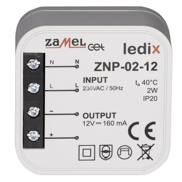 Zasilacz LED dopuszkowy 12V DC 2W ZNP-02-12 LDX10000026