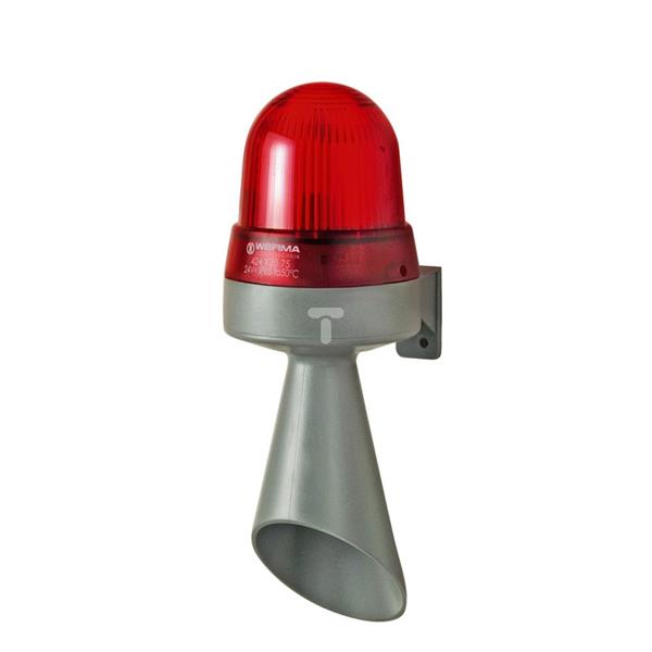 Sygnalizator akustyczno-optyczny czerwony LED stałe 80dB 24V DC IP65 424.120.75