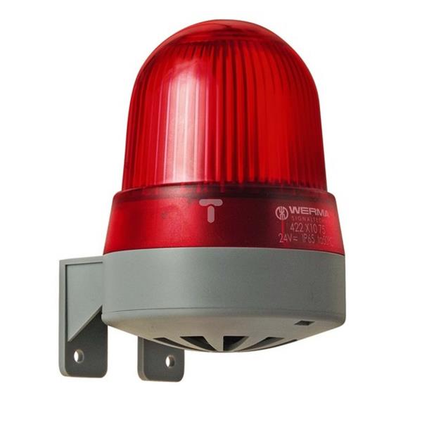 Sygnalizator akustyczno-optyczny czerwony LED stałe 92dB 2,3kHz 24V AC/DC IP65 422.110.75