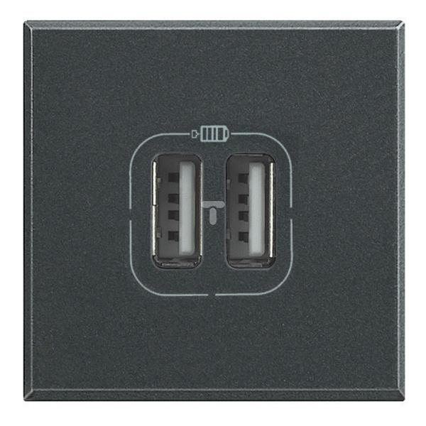 AXOLUTE Ładwarka USB 2x750mA 5V DC 2 moduły antracyt HS4285C2