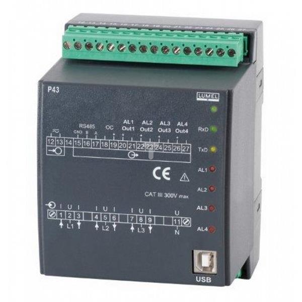 Programowalny przetwornik sieci 3-fazowej X/1A 3x57,7/100V zasilanie 85-253V AC/ 90-320V DC P43 111300P1
