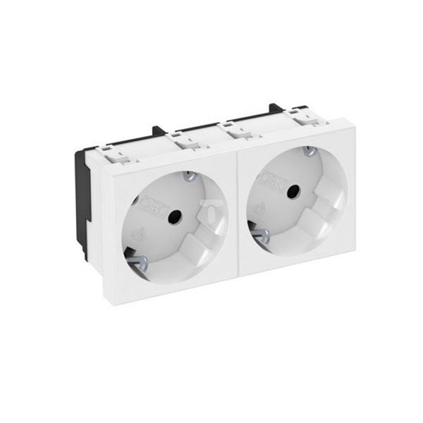 Gniazdo zasilające M45 podwójne Schuko białe STD-D3 RW2 6120102