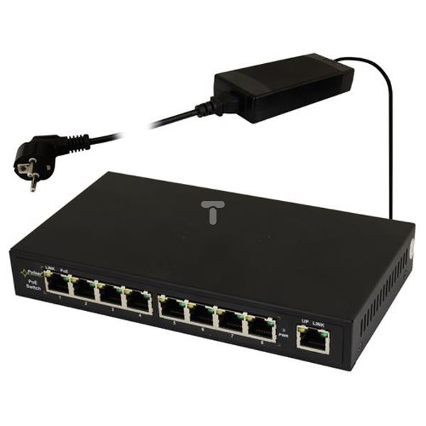 Switch 9-portowy 10/100Mb/s dla 8 kamer IP, zasilacz 48V DC S98