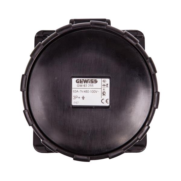 Gniazdo tablicowe 4P 63A 500V czarne 110x100mm IP67 GW63255