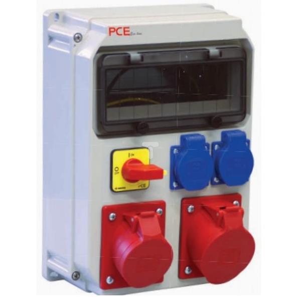 Rozdzielnica stacjonarna typ HEL 10 modułow, 1x32A 5P 400V, 1x16A 5P 400V, 2xGS 16A 230V z wyłącznikiem 0-1 40A IP54 90EKO003