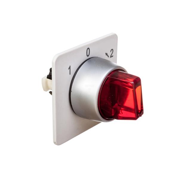 Napęd pokrętny piórkiem trzypołożeniowy podświetlany 22mm czerwony ST22-P3LC