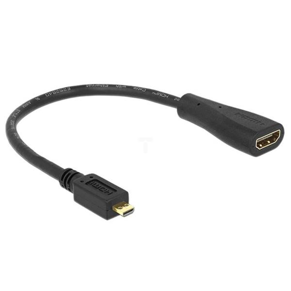 Adapter micro HDMI-D(M) - HDMI-A(F) 23cm High Speed z Ethernet 65391