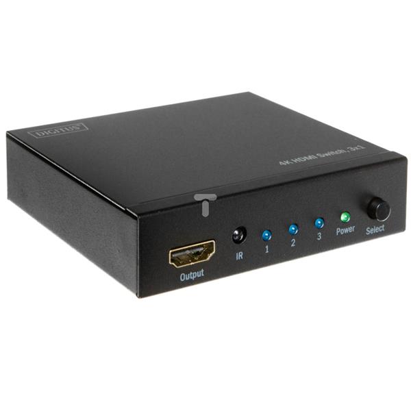 Przełącznik/Switch HDMI 4K Ultra HD 3D, HDCP, 1/3-portowy, z pilotem DS-48304