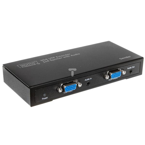 Przedłużacz/extender VGA 1920x1200 po skrętce kat.5e UTP, do 300m z audio (miniJack), 1/4-portowy DS-53440