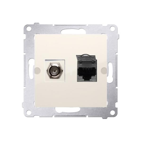 Simon 54 Gniazdo antenowe i komputerowe typu F i RJ45 kat.6 krem DASFRJ45.01/41 WMDA-0510xx-041