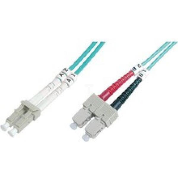 Patch cord światłowodowy LC/SC duplex MM 50/125 OM3 1m LS0H turkusowy DK-2532-01/3