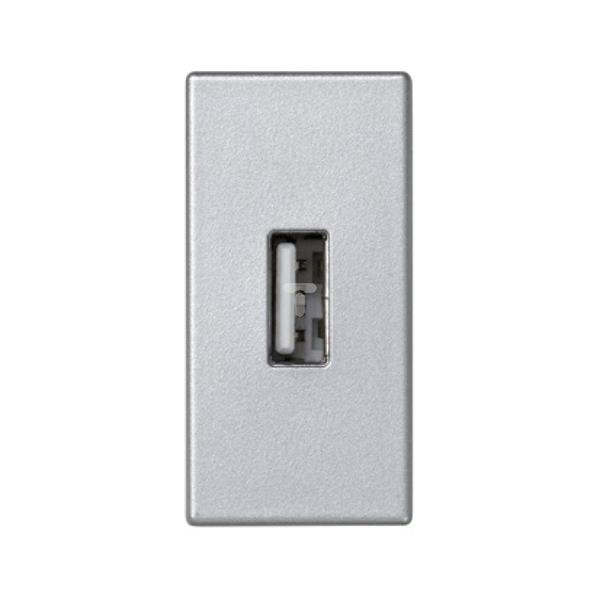 Simon Connect Płytka K45/2 złącza USB typ A żeńskie 22,5x45mm + gniazdo aluminium K128B/8 TSC-K128B-8