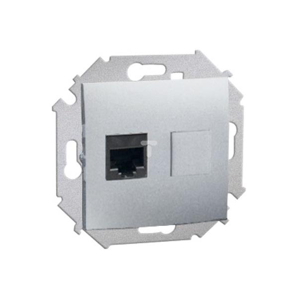 Simon 15 Gniazdo komputerowe pojedyncze RJ45 kat.6 aluminium 1591561-026 WS15-1591561-026