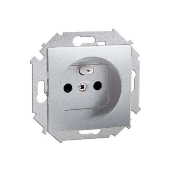 Simon 15 Gniazdo pojedyncze z/u z przesłonami16A, 250V aluminium 1591418-026 WS15-1591418-026